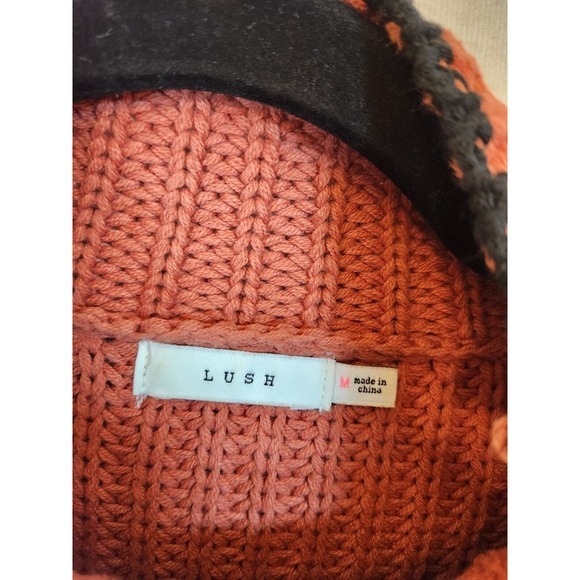 Lush Women's Color Block‎ Orange / Ivory Long Sleeve Turtleneck Sweater Size M - Picture 3 of 6